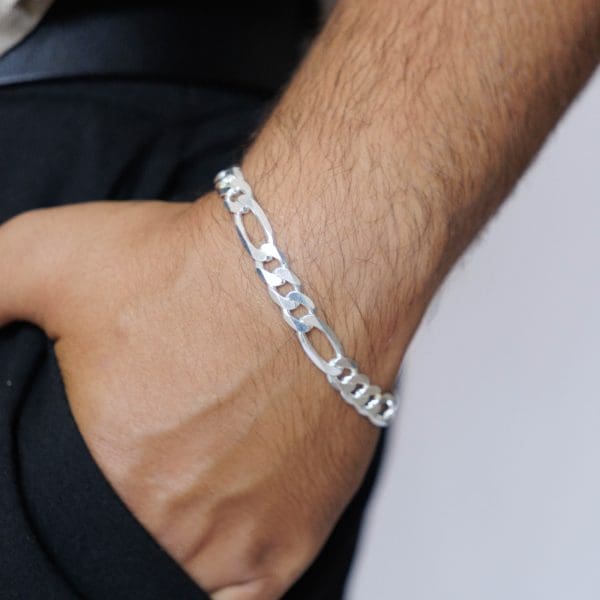 ⁦צמיד חוליות פיגארו עבה מכסף⁩ – תמונה ⁦2⁩