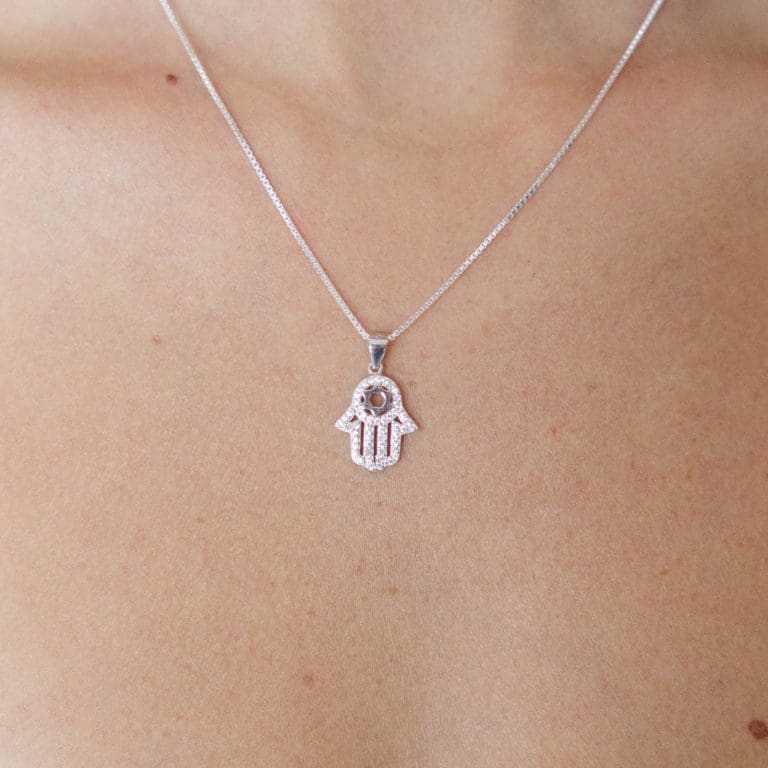  כסף 925 חמסה משובצת עם מגן דוד במרכז 14