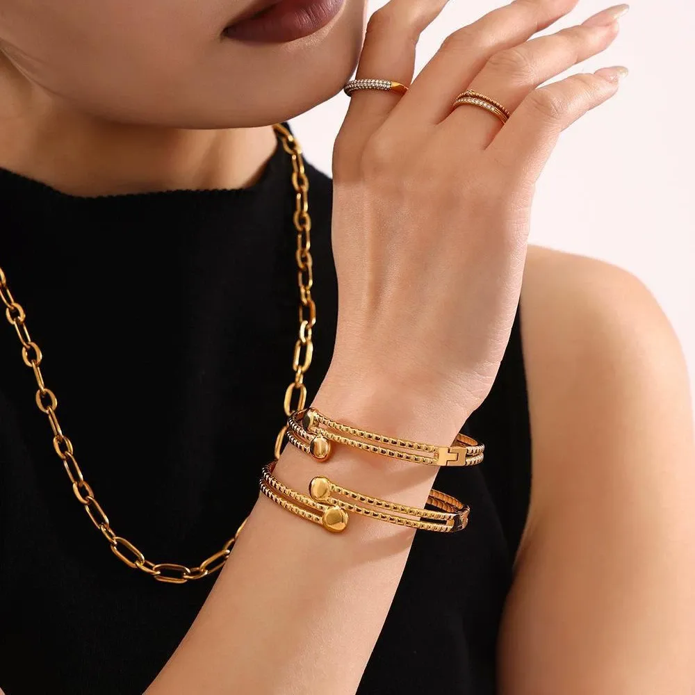 צמיד קשיח כפול ציפוי זהב 18K 45537