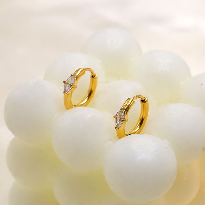 עגילי חישוק מעויין ציפוי זהב 18K 35543