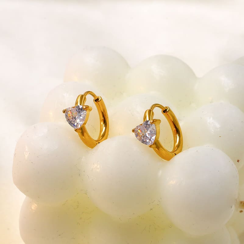 עגילי חישוק לב ציפוי זהב 18K 35526