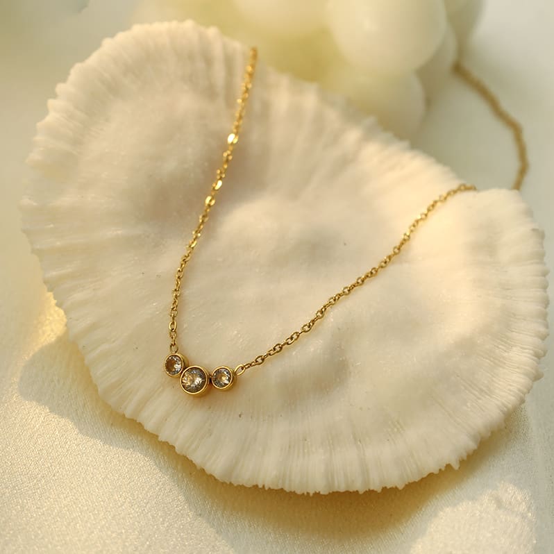 שרשרת 3 זירקוניה ציפוי זהב 18K 55541