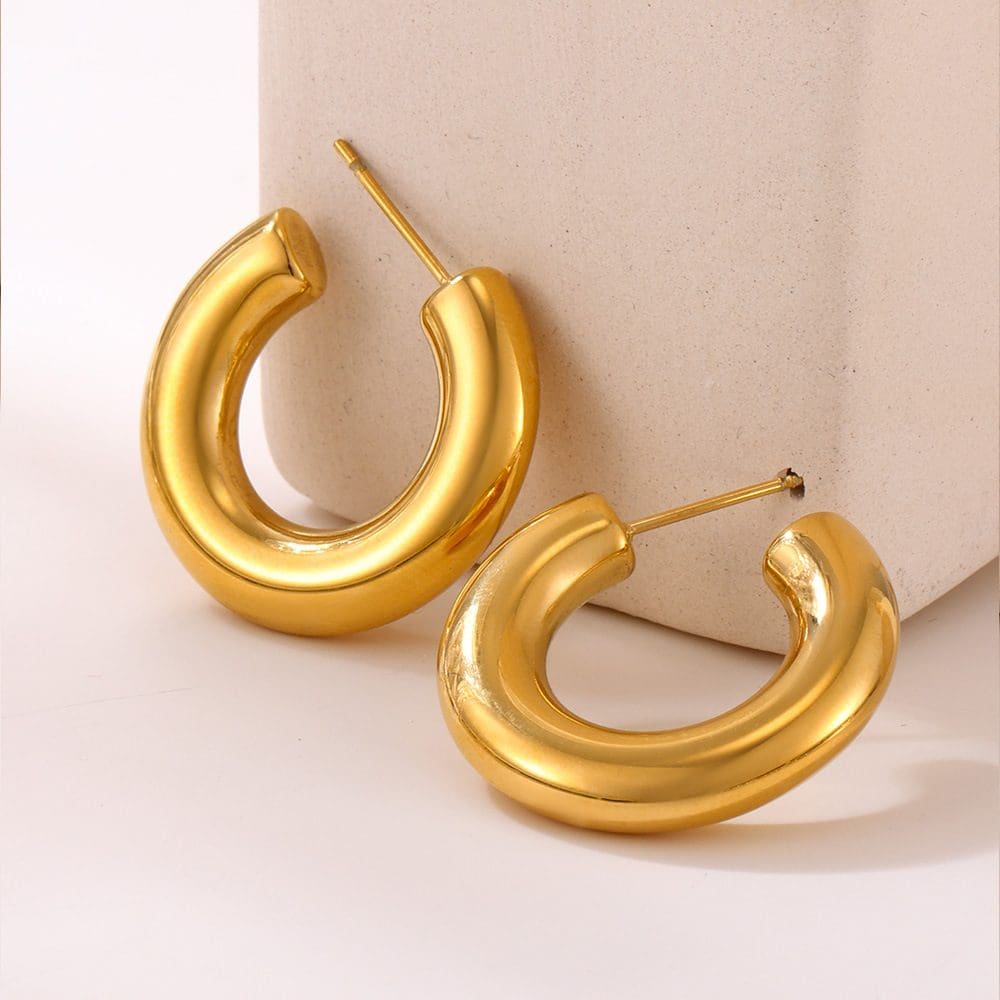 עגילים צמודים דמוי חישוק ציפוי זהב 18 קראט 35549