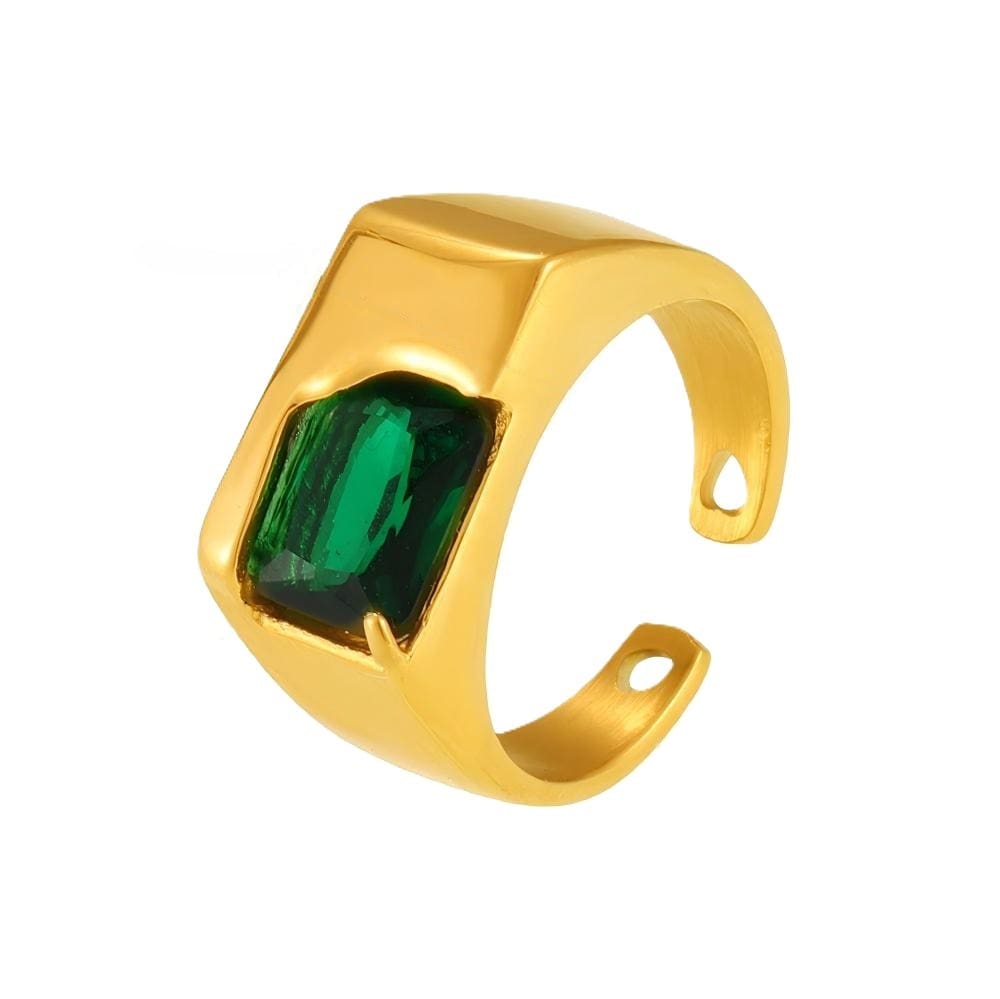 טבעת זירקוניה ירוקה ציפוי זהב 18K 25516