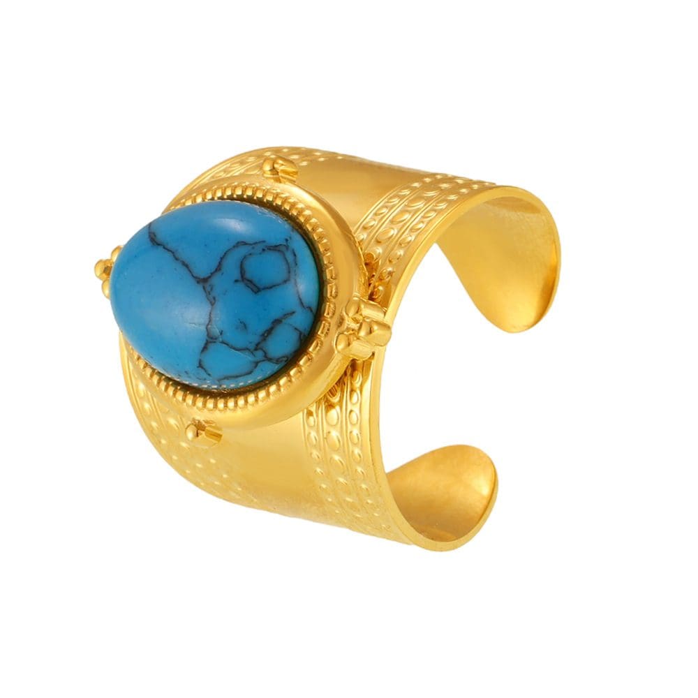 טבעת אבן טורקיז ציפוי זהב 18K 25521